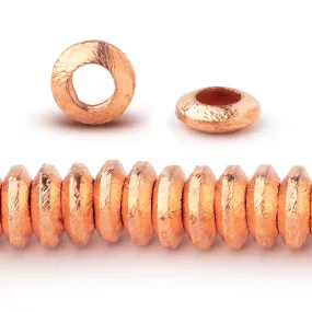 10mm Copper Brushed Disc 8 inch 55 Large Hole Beads