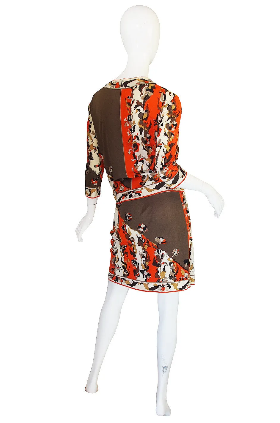 1960s Coral Print Silk Jersey Pucci Skirt & Top Set