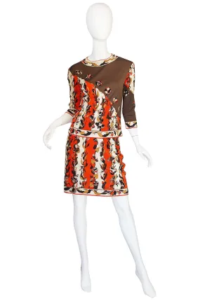 1960s Coral Print Silk Jersey Pucci Skirt & Top Set