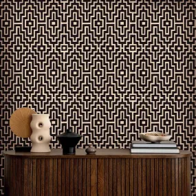 Ankara Geometric Wallpaper - Soot