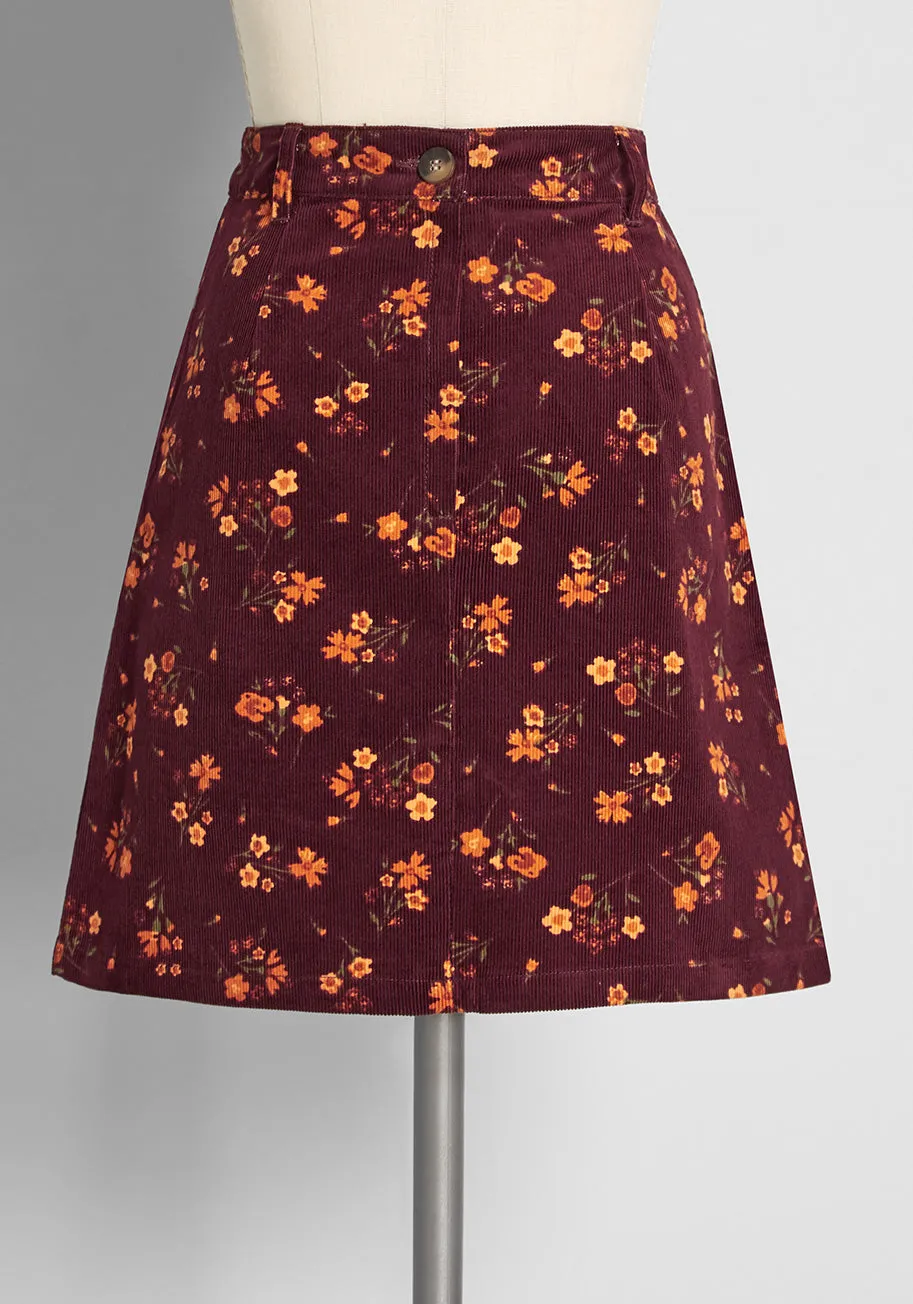 Autumn Bloom Lane Cord Mini Skirt