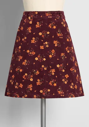 Autumn Bloom Lane Cord Mini Skirt