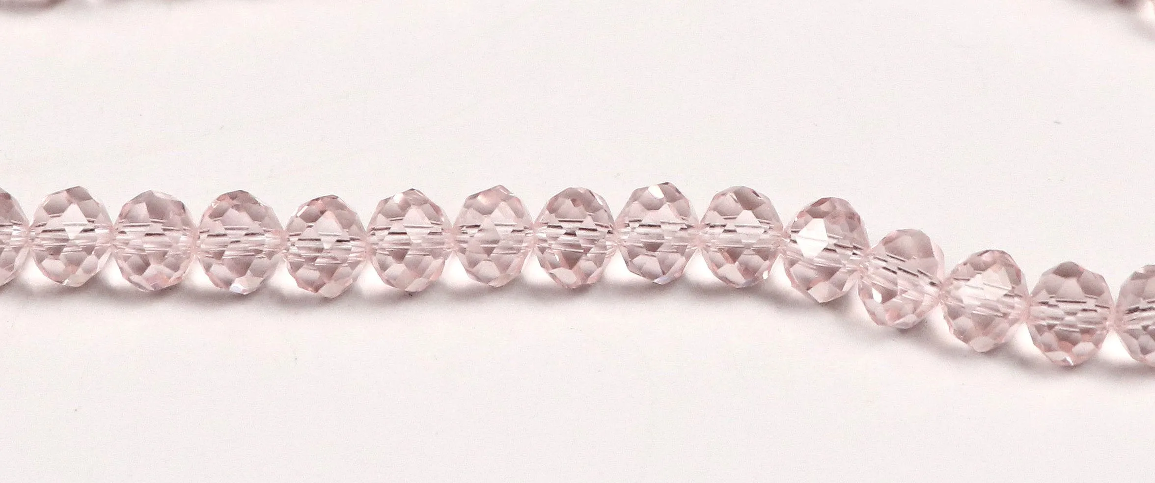 Baby Pink Faceted Rondelle Glass Crystal Beads - 6x8 mm