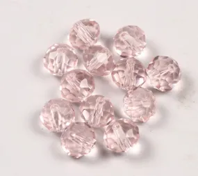 Baby Pink Faceted Rondelle Glass Crystal Beads - 6x8 mm