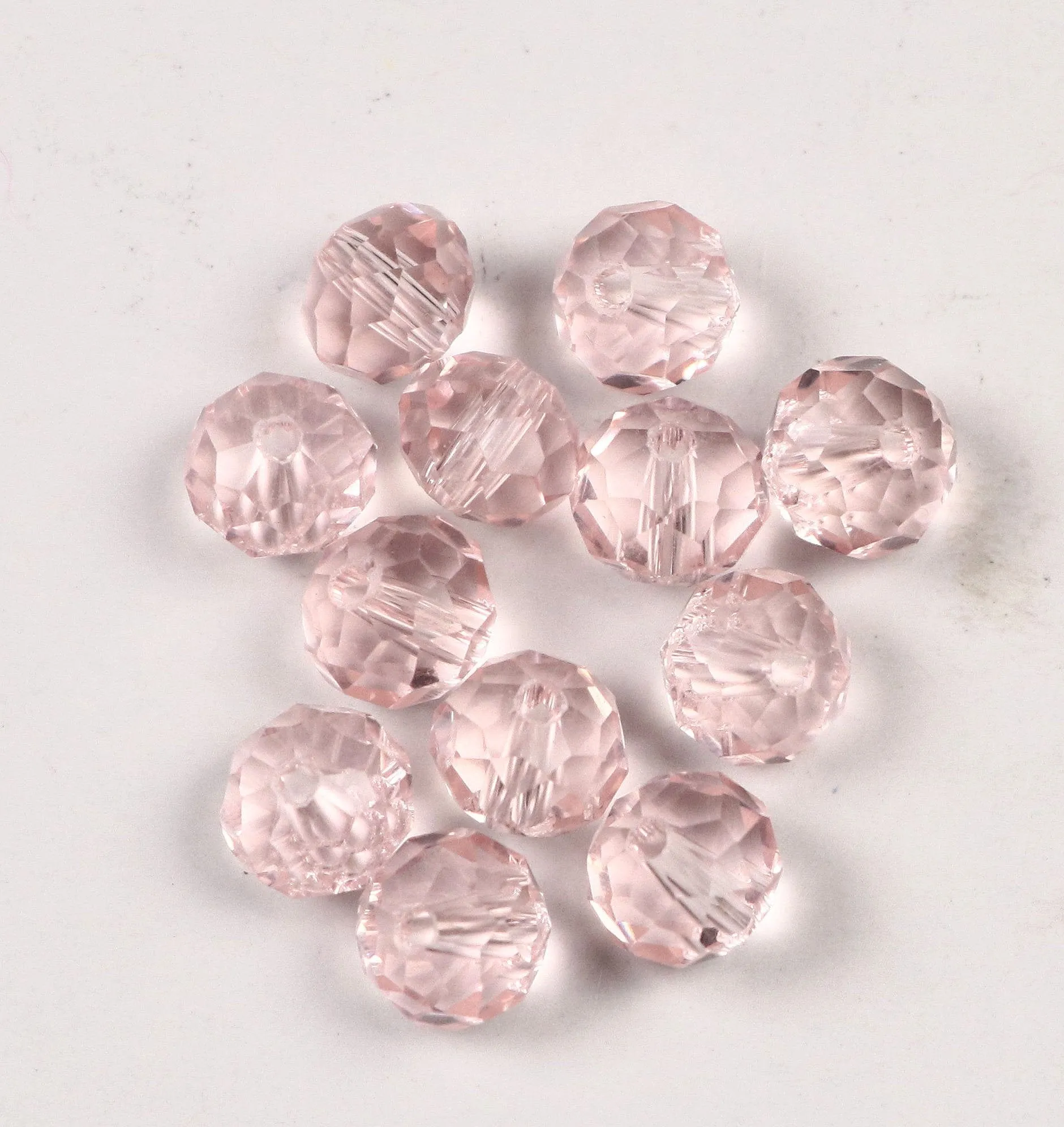 Baby Pink Faceted Rondelle Glass Crystal Beads - 6x8 mm