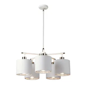 Balance 5 Light White & Polished Nickel Chandelier