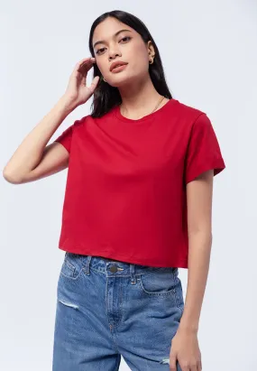 Basic Cropped Cotton T-Shirt