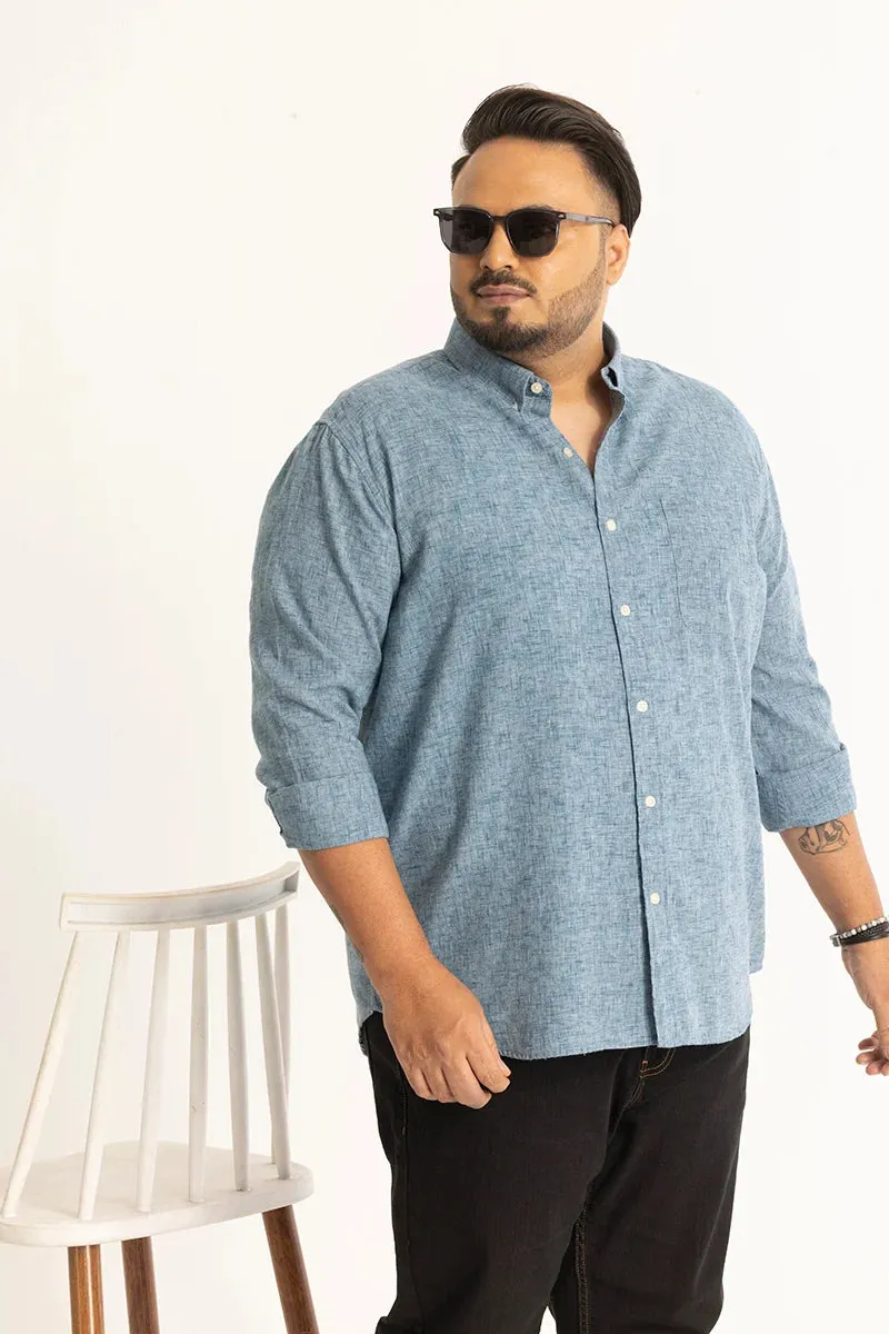 Blue Linen Blend Shirt