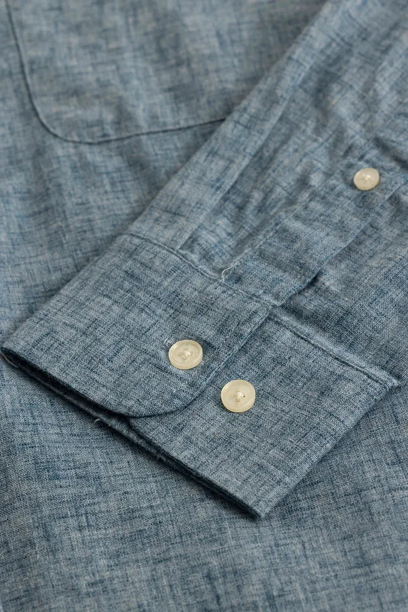 Blue Linen Blend Shirt