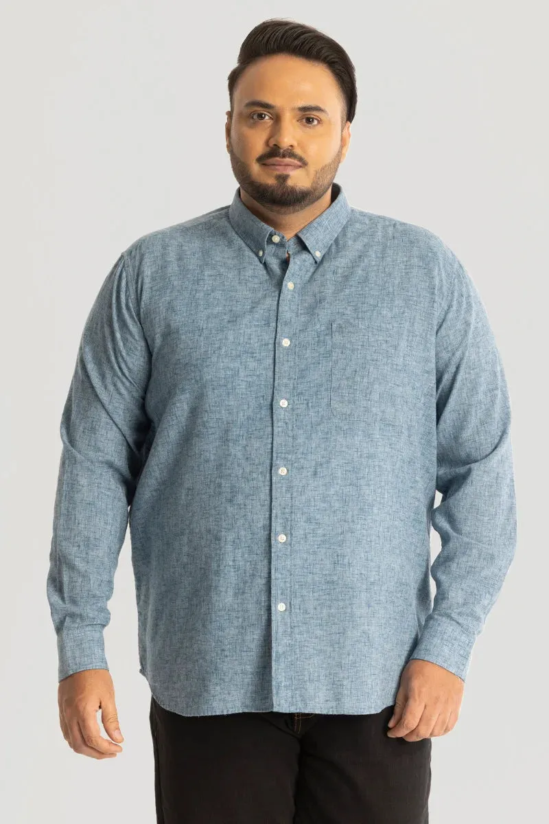 Blue Linen Blend Shirt