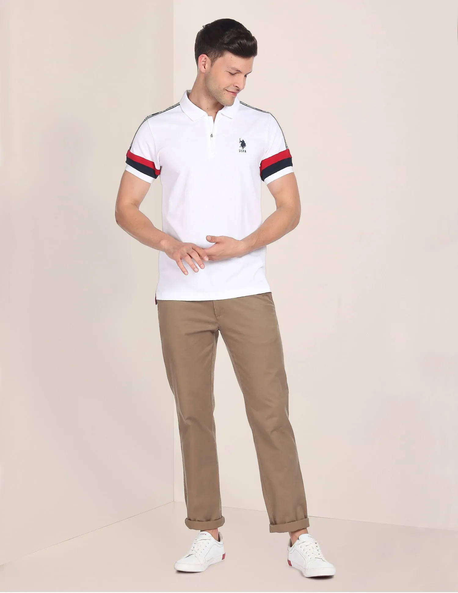 Brand Tape Waffle Polo Shirt