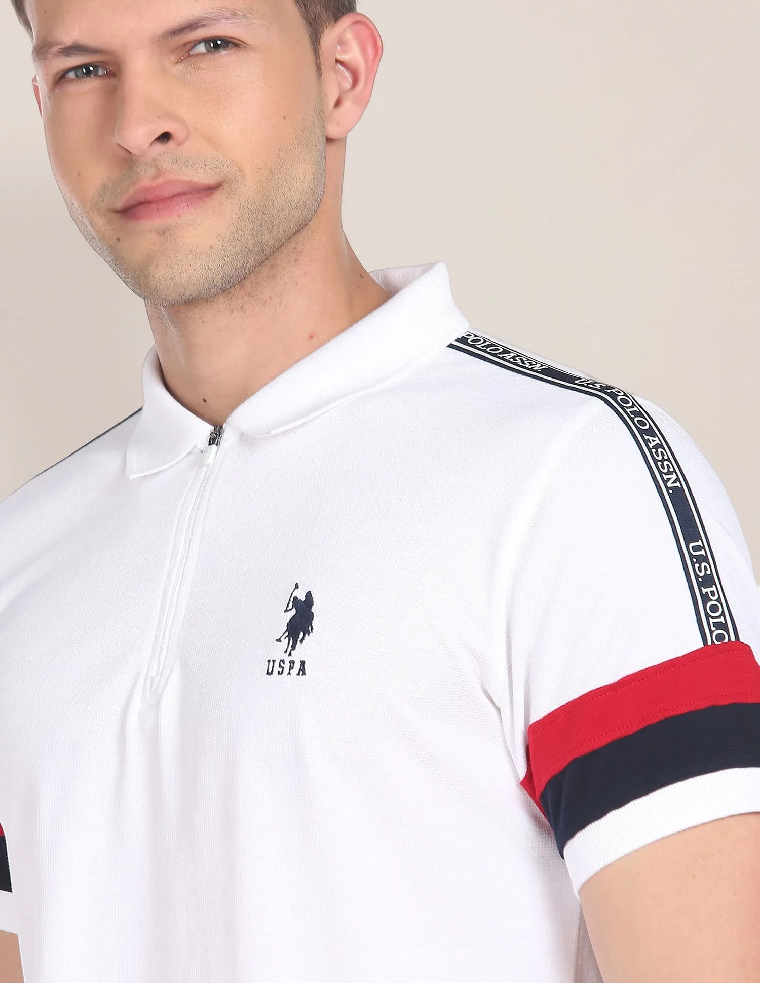 Brand Tape Waffle Polo Shirt