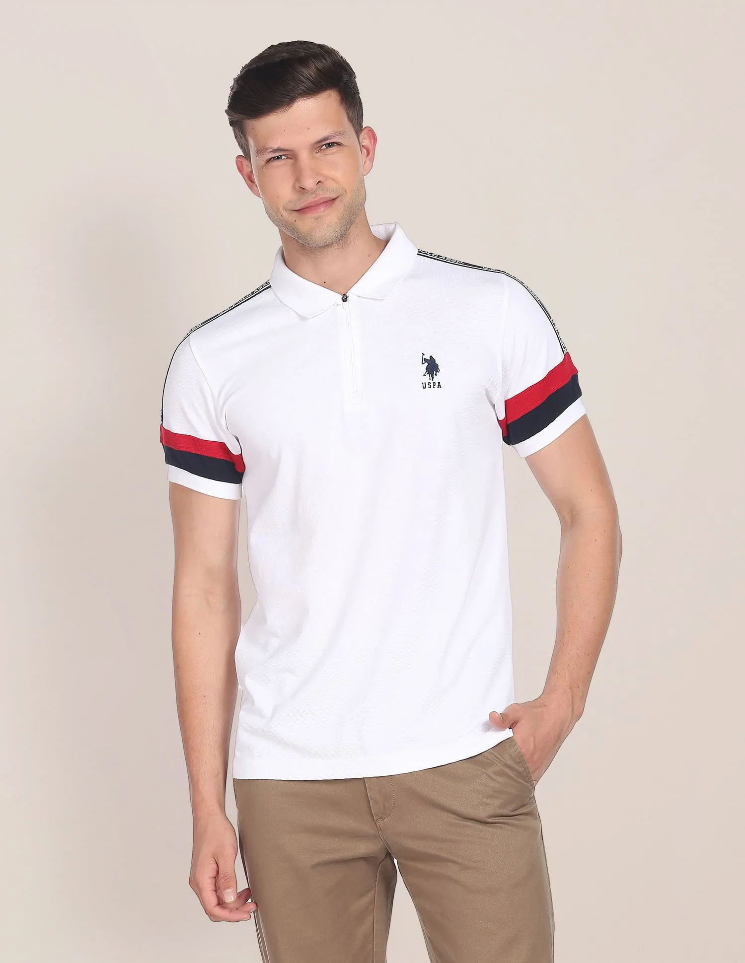 Brand Tape Waffle Polo Shirt