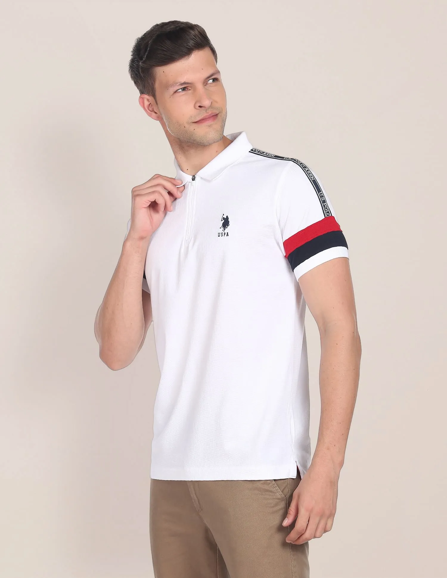 Brand Tape Waffle Polo Shirt