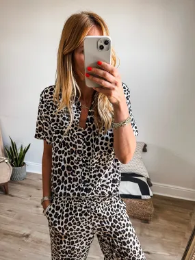 b.young Joella Leopard Print Crop Shirt PRREMIUM BRAND