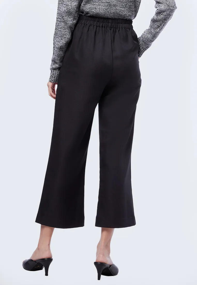 Cropped Flare Pants with Button