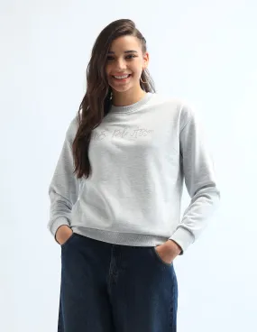 Drop Shoulder Glitter Print Sweatshirt