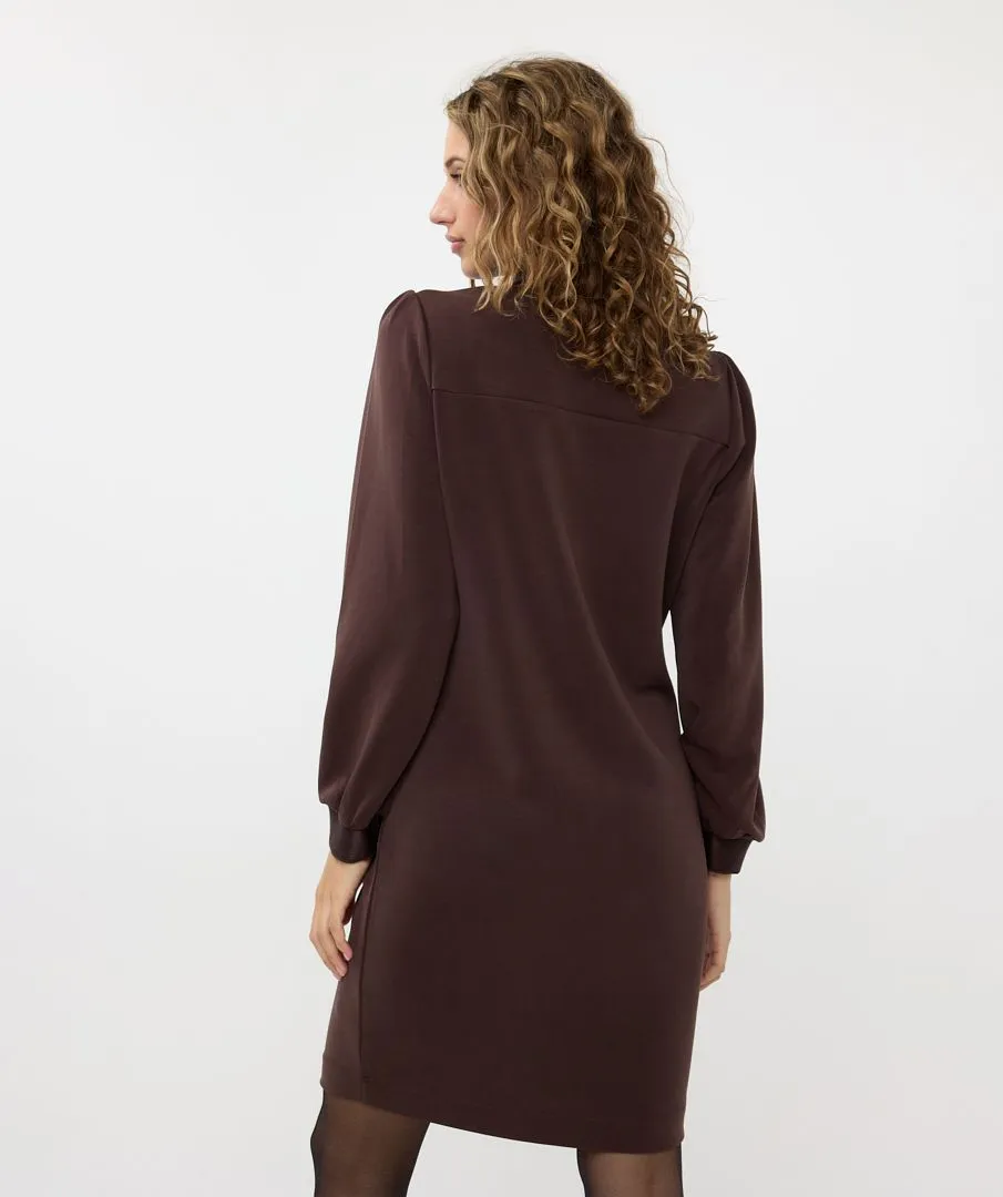 Esqualo Zip Up Chocolate Dress