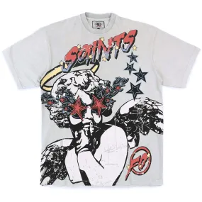 F196 The Saint Acid Wash Oversized Box Tee - White