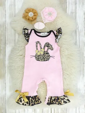 Leopard Bunny Ruffle Romper