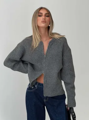 Lexene Zip Through Jumper Grey