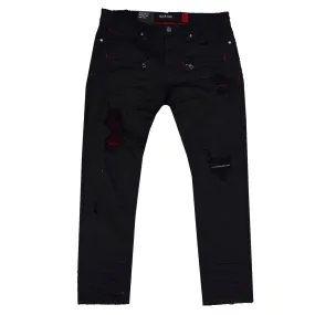 M1910 Makobi "Sanibel" Shredded Jean with Suede - Black/Black