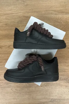 NIKE AIR FORCE 1 BLACK ROPE LACES BROWN