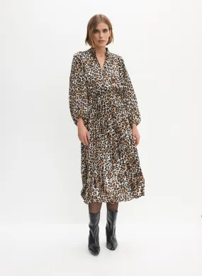 Pleated Leopard Print Dress