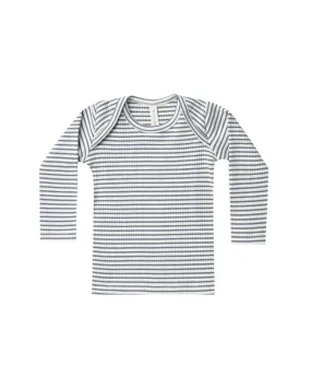 Ribbed Longsleeve Lap Tee – Indigo Stripe