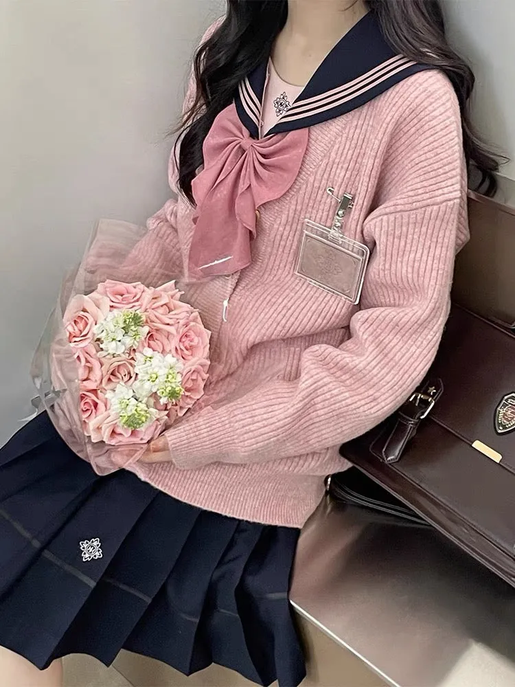 Sakura Petals High-Waist Pleated JK Uniform Skirts