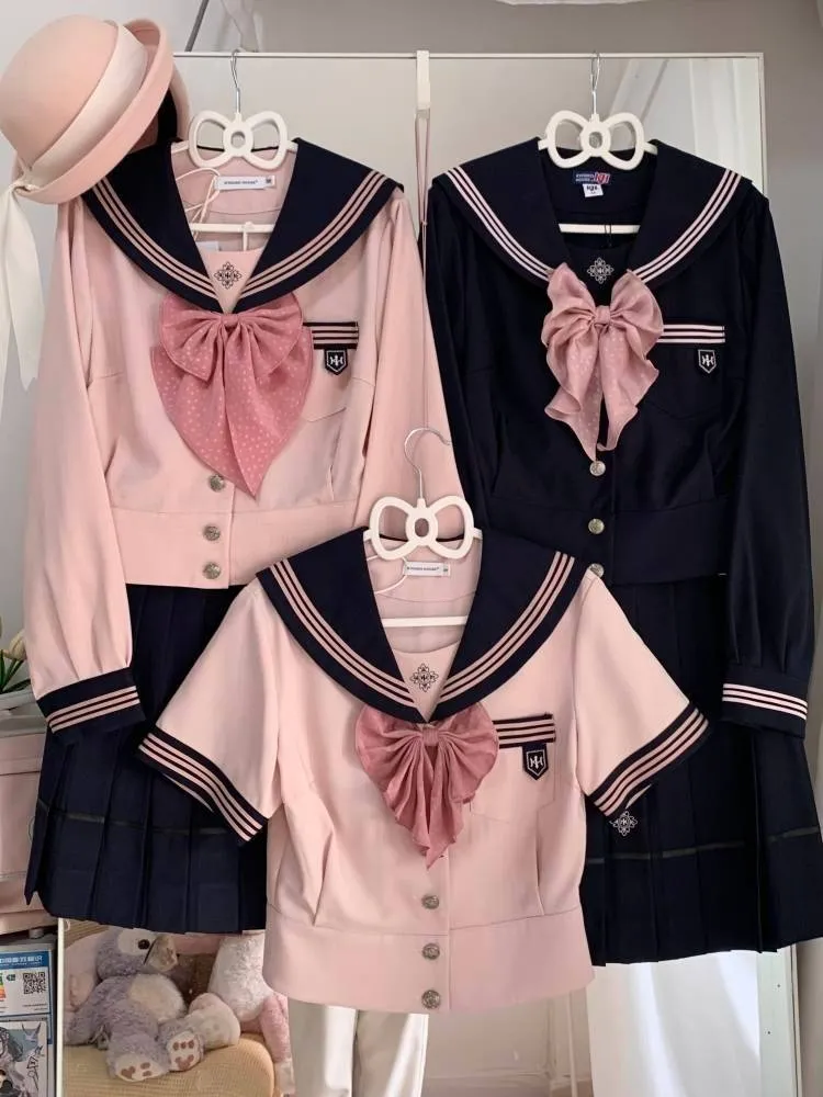 Sakura Petals High-Waist Pleated JK Uniform Skirts