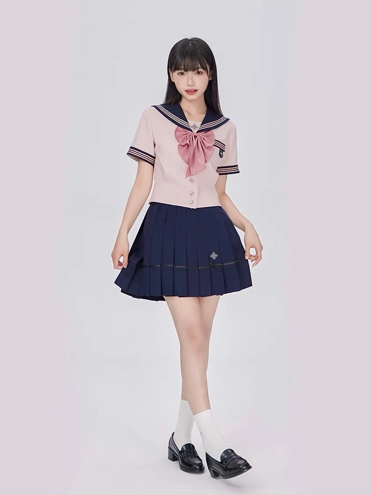 Sakura Petals High-Waist Pleated JK Uniform Skirts