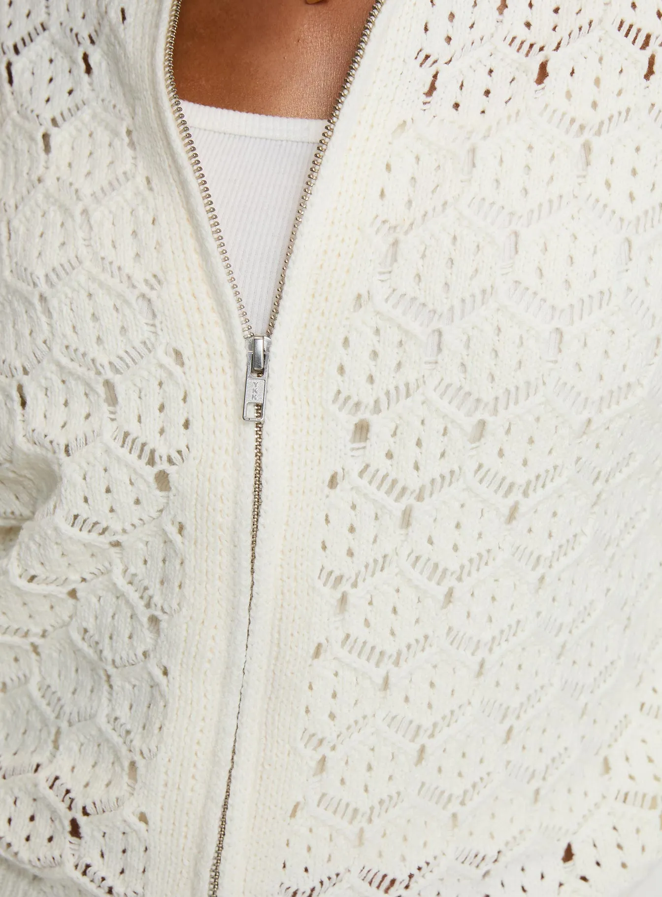 Sirena Zip Through Knit Sweater Cream