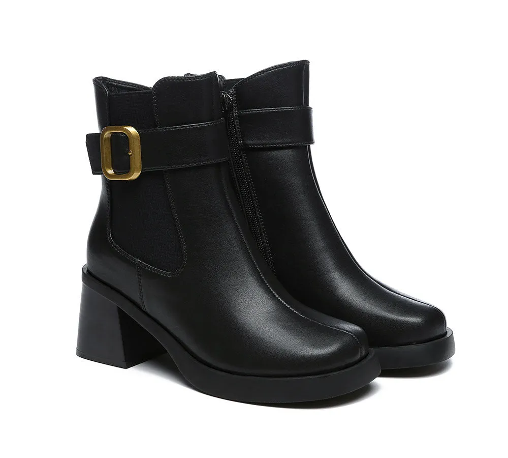 Women'S Leather Heels Ankle Zipper Boots Jane