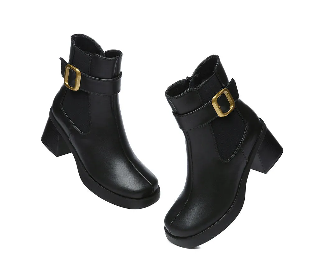 Women'S Leather Heels Ankle Zipper Boots Jane